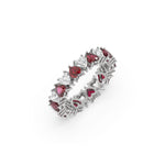 14K Gold Heart Ruby Gemstone and Diamond Eternity Ring