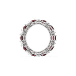 10K White Gold Heart Ruby Gemstone and Diamond Eternity Ring