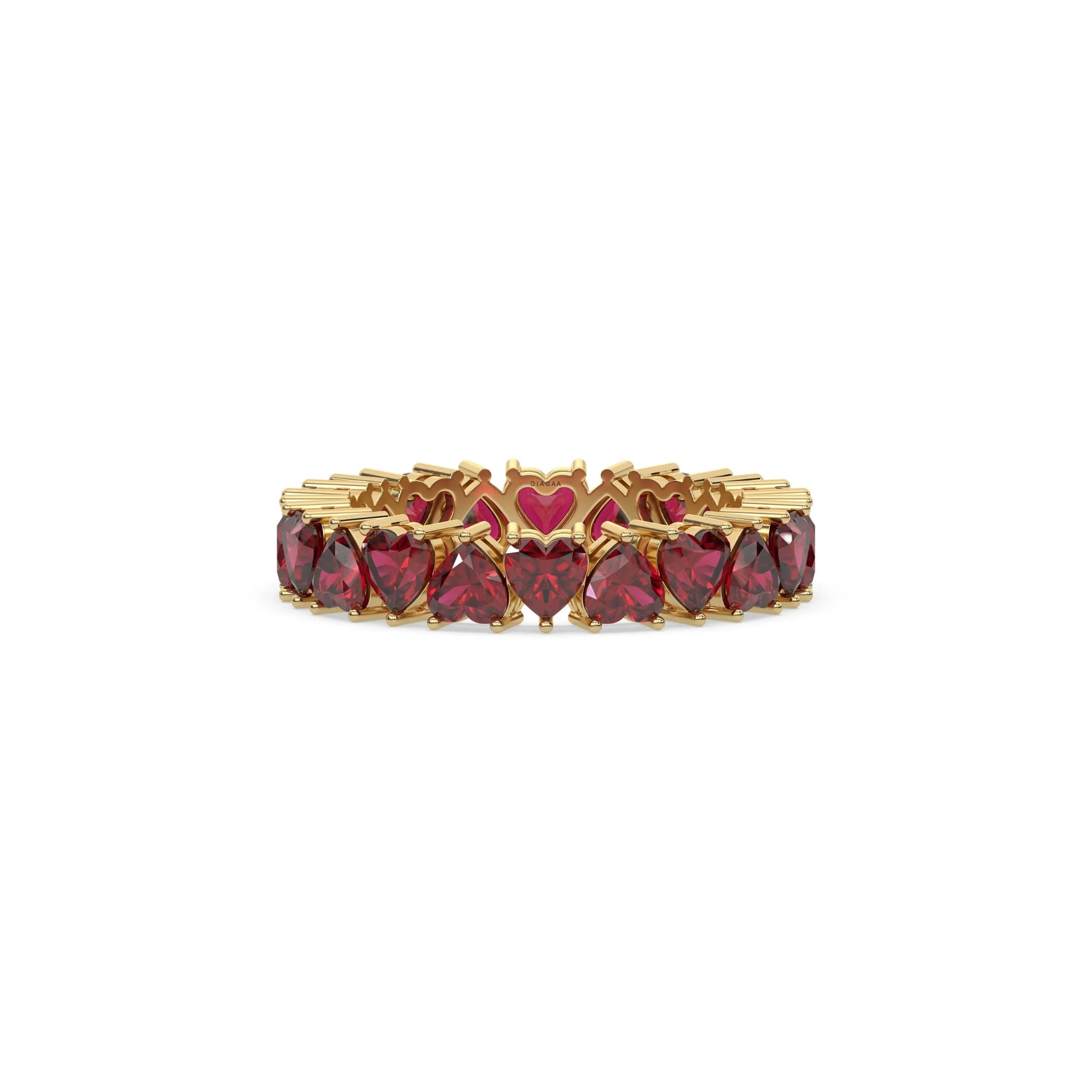 18K Yellow Gold Heart Ruby Gemstone Eternity Ring