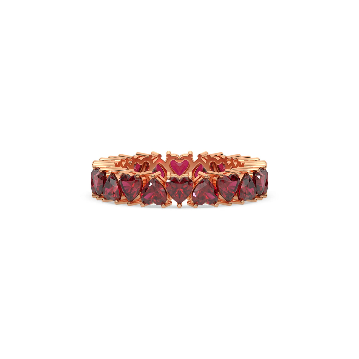 18K Rose Gold Heart Ruby Gemstone Eternity Ring