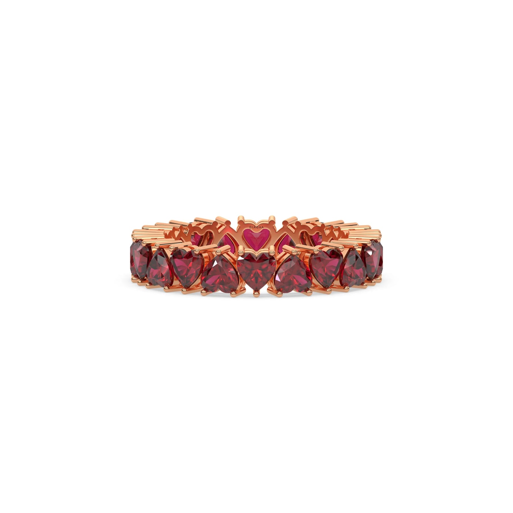 18K Rose Gold Heart Ruby Gemstone Eternity Ring