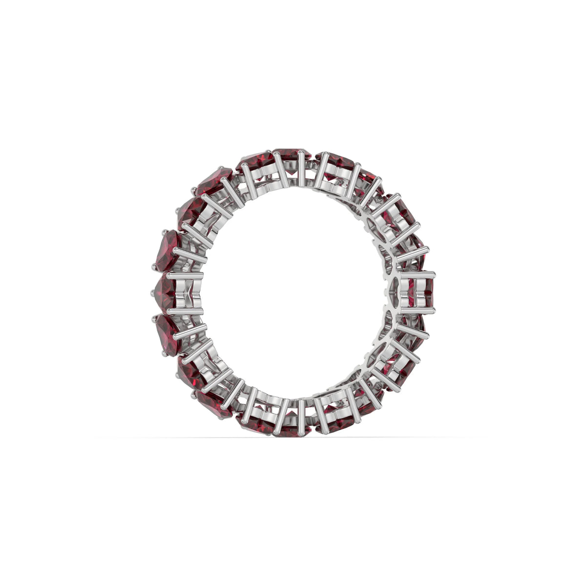 10K Heart Ruby Gemstone Eternity Ring