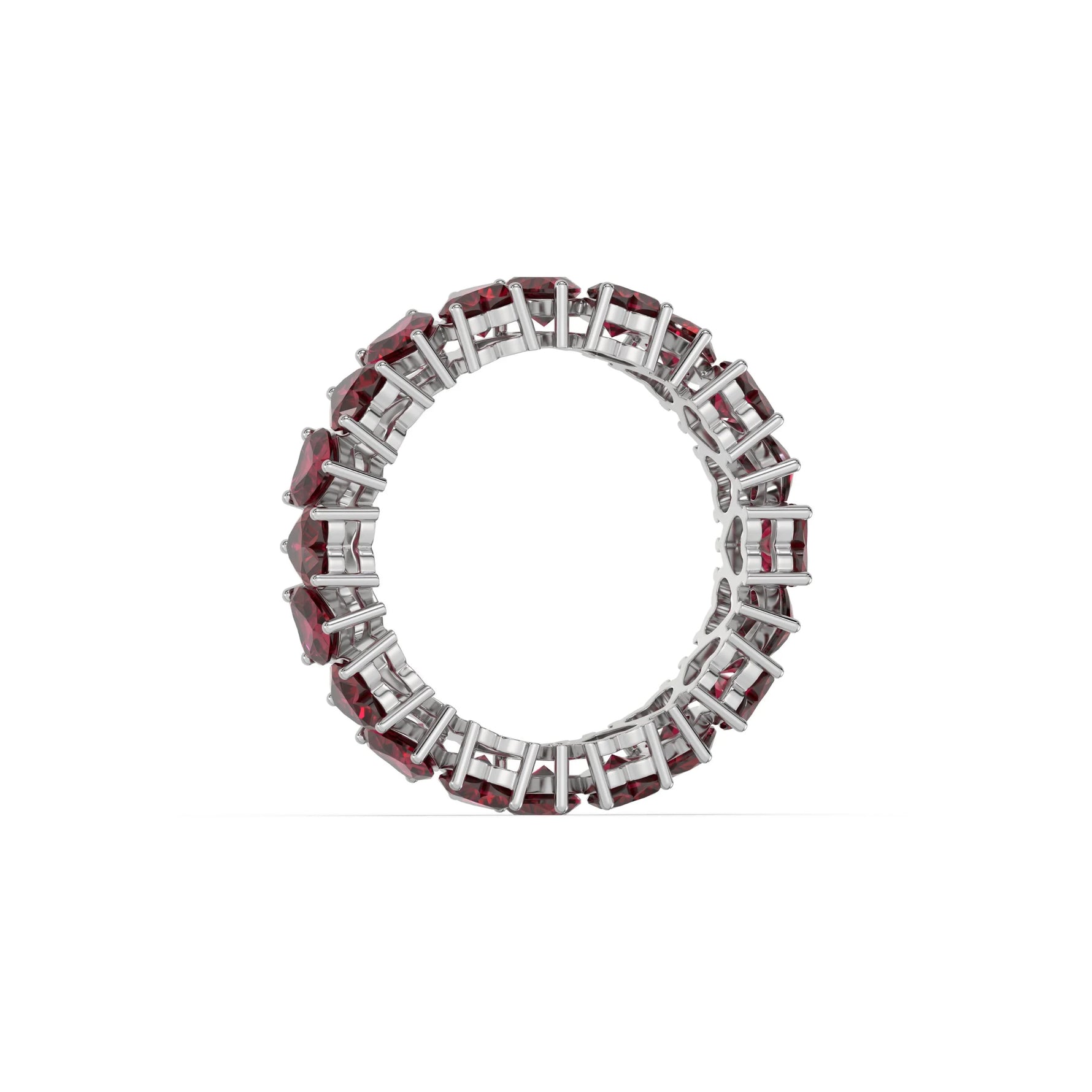 10K Heart Ruby Gemstone Eternity Ring