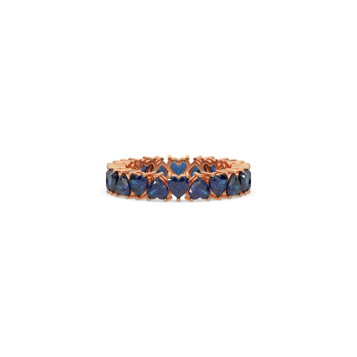 14K Rose Gold Heart Sapphire Gemstone Eternity Ring