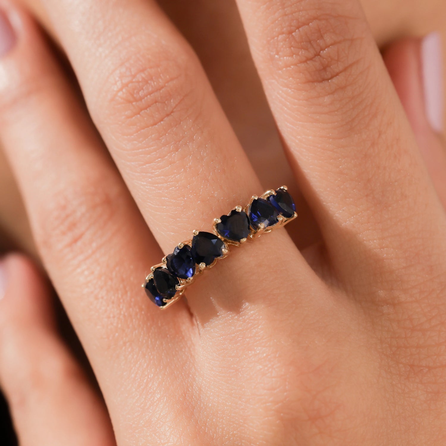 Heart Lab Sapphire Eternity Ring