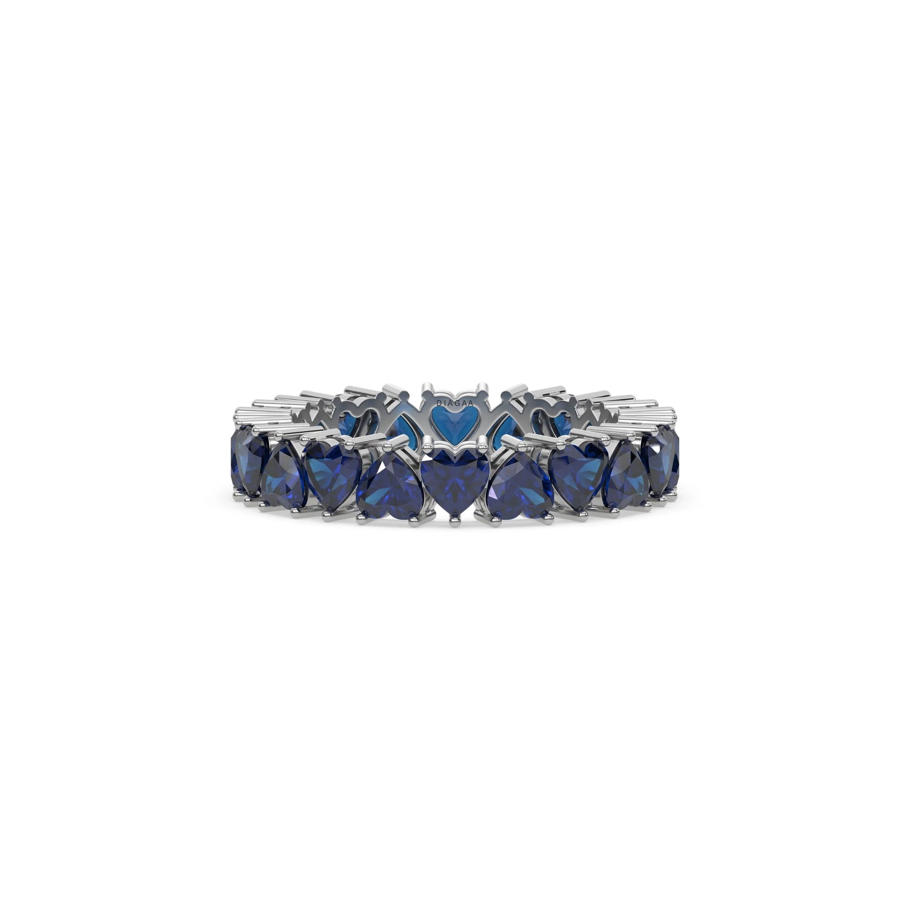 18K White Gold Heart Sapphire Gemstone Eternity Ring