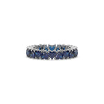 14K White Gold Heart Cut Blue Sapphire Gemstone Full Eternity Ring