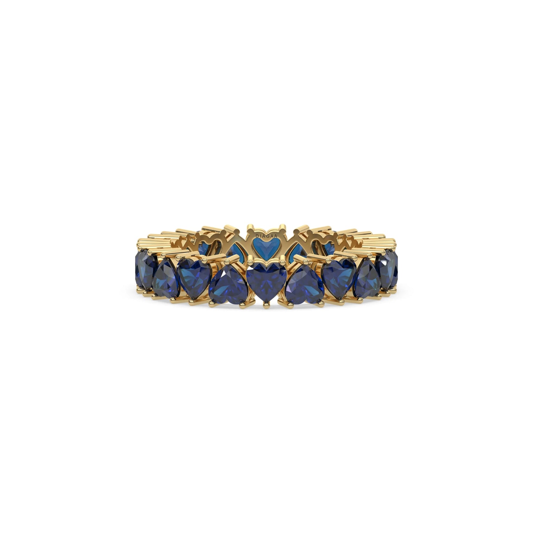 18K Yellow Gold Heart Cut Blue Sapphire Gemstone Full Eternity Ring