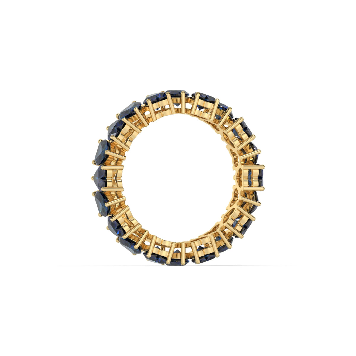 10K Yellow Gold Heart Sapphire Gemstone Eternity Ring