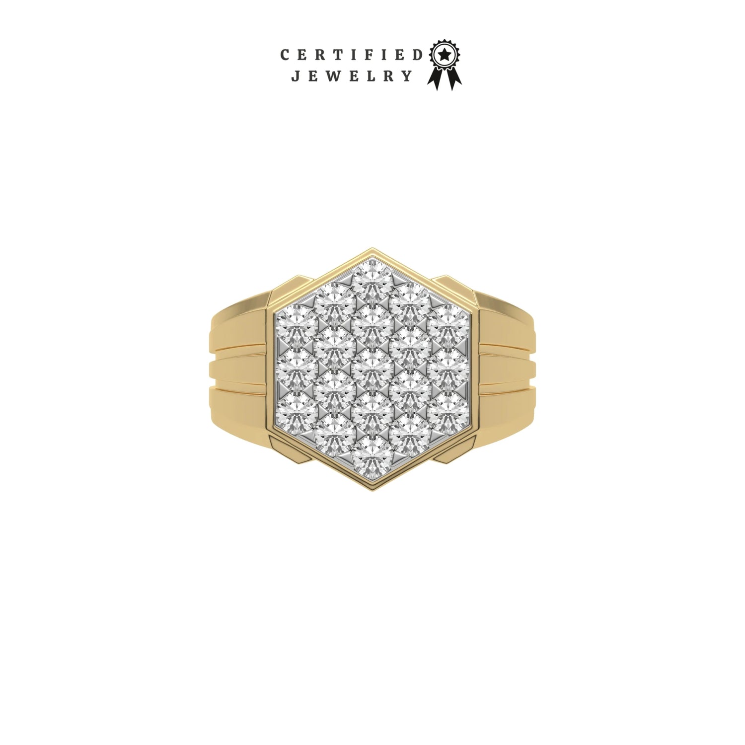 1.55 CT Lab Diamond Hexagon Signet Ring