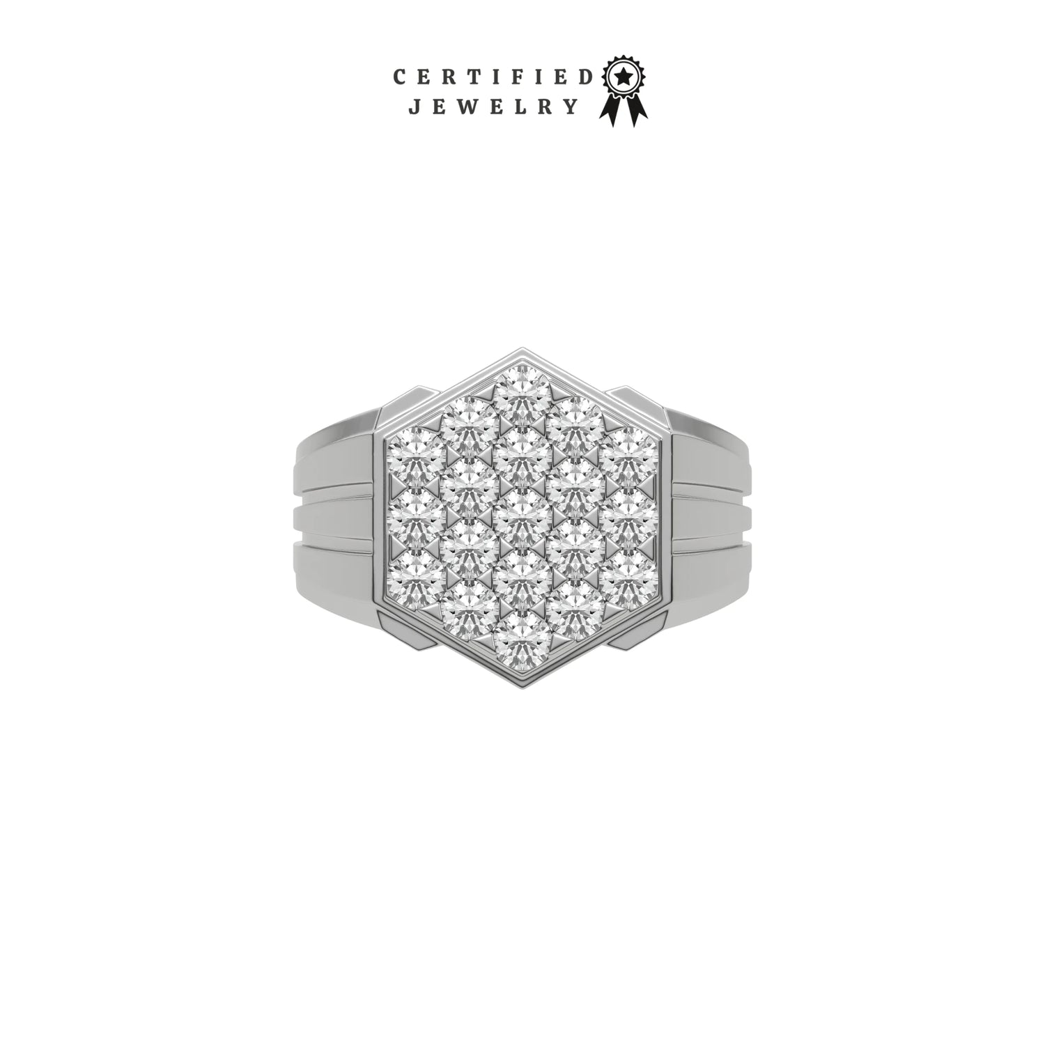 1.55 CT Natural Diamond Hexagon Signet Ring