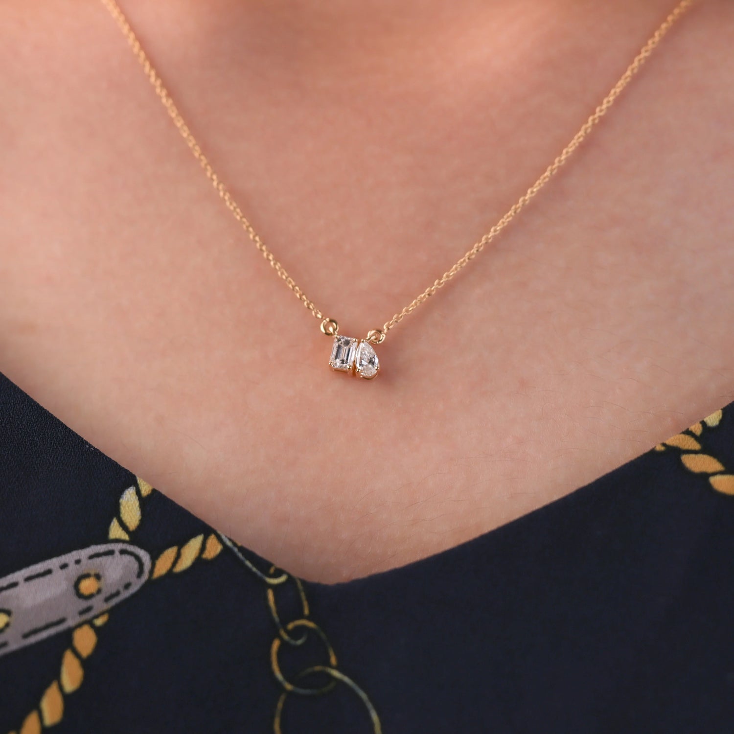 1 CT Toi Et Moi Natural Diamond Necklace