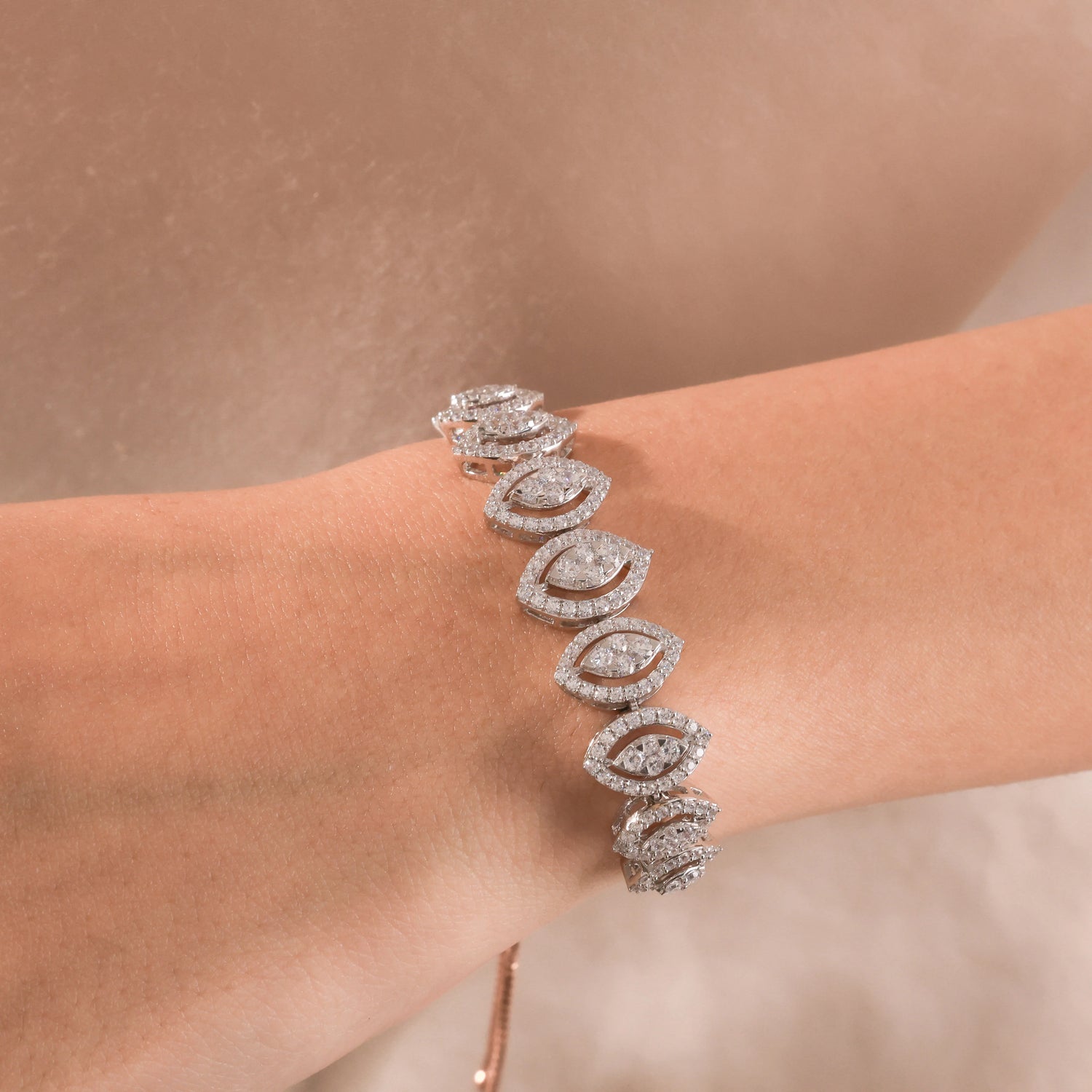 2 CT Marquise Halo Lab Diamond Link Bracelet