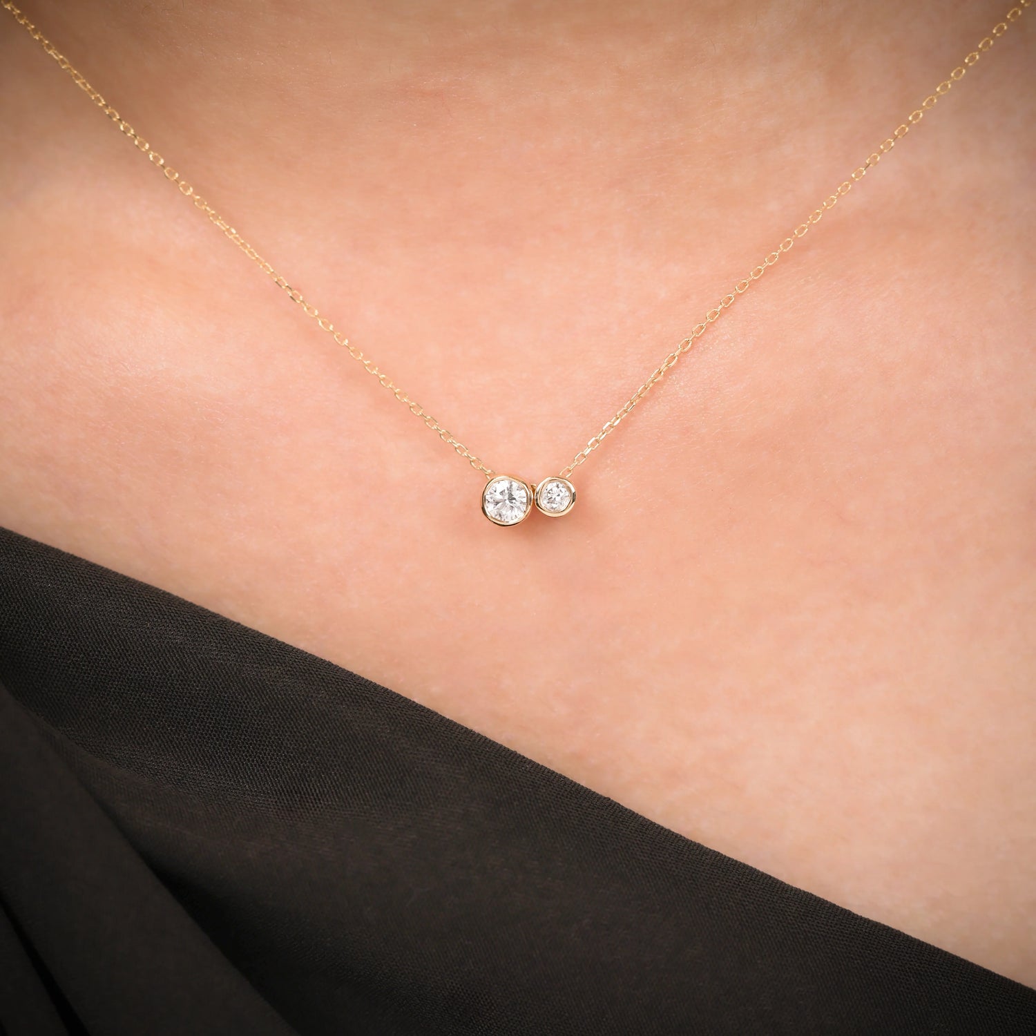 0.21 CT Lab Grown Diamond Duo Round Necklace