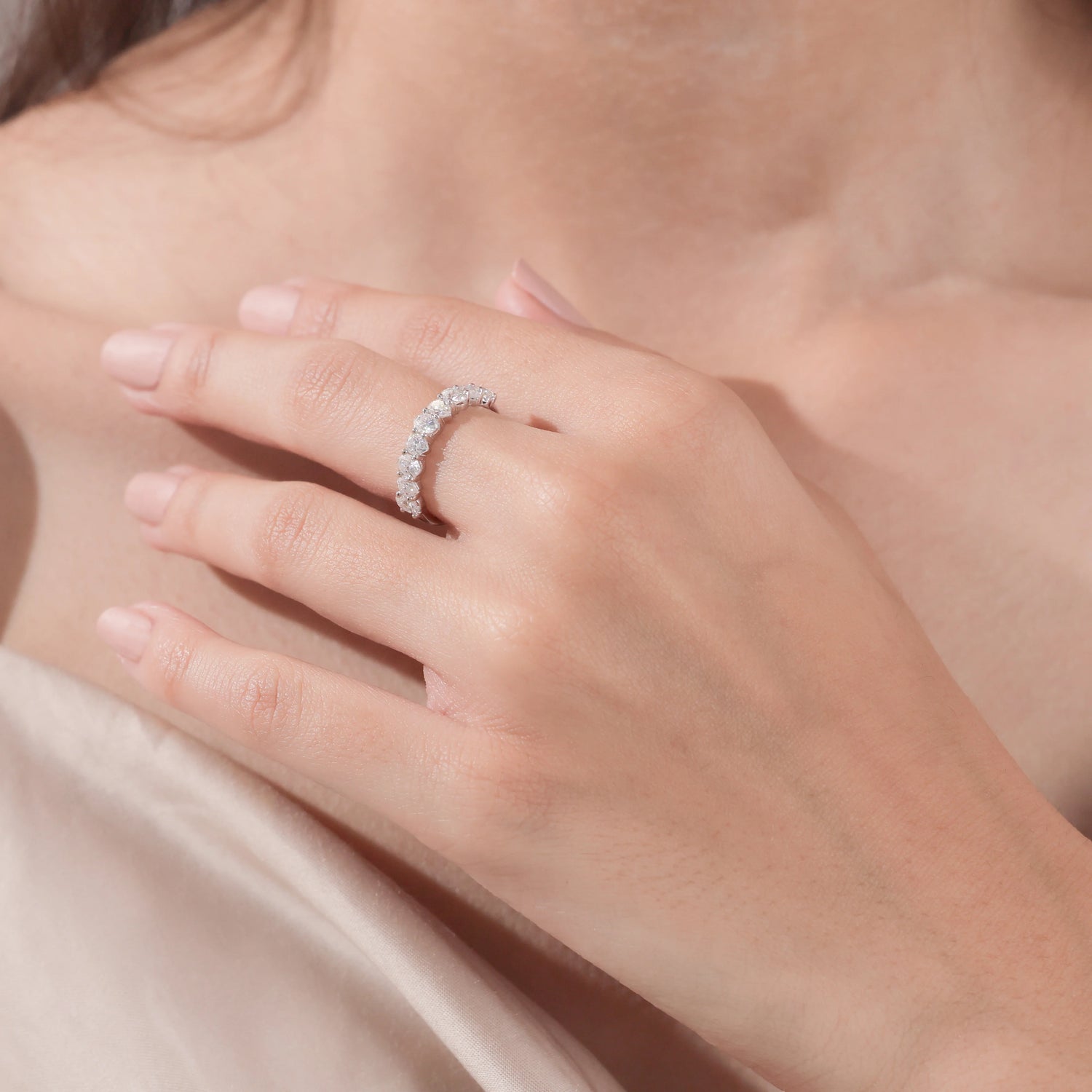 Pear And Oval Lab Grown Diamond Eternity Ring