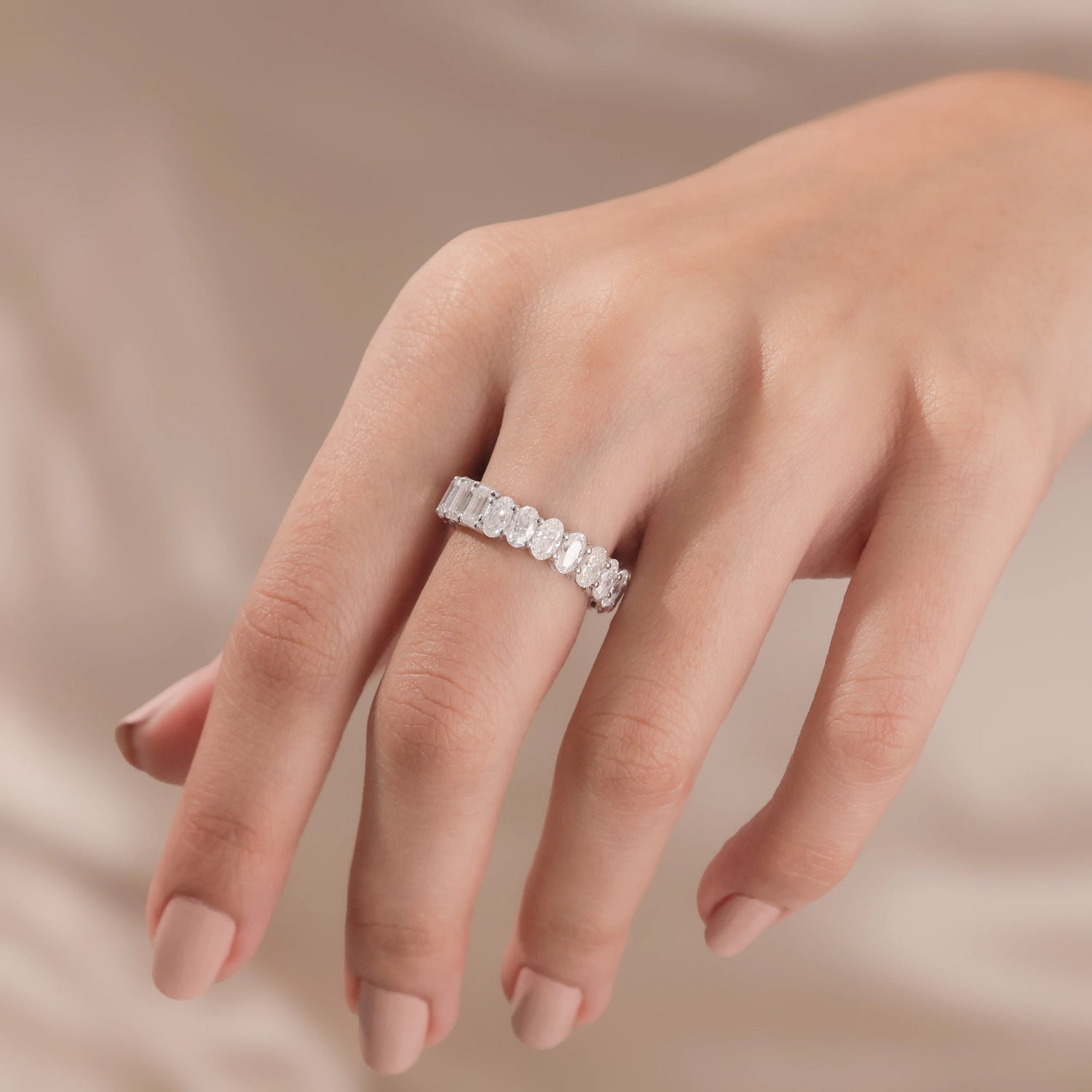 5.75 CT Half n Half Lab Grown Diamond Eternity Ring