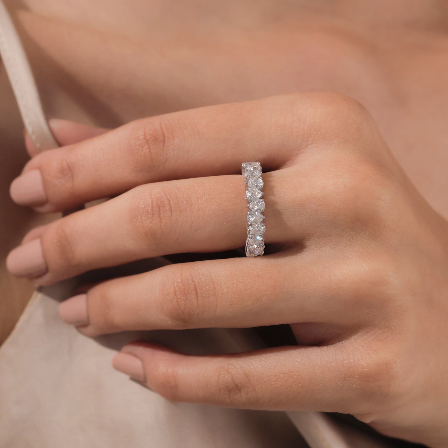 3.40 CT Pear Natural Diamond Eternity Ring