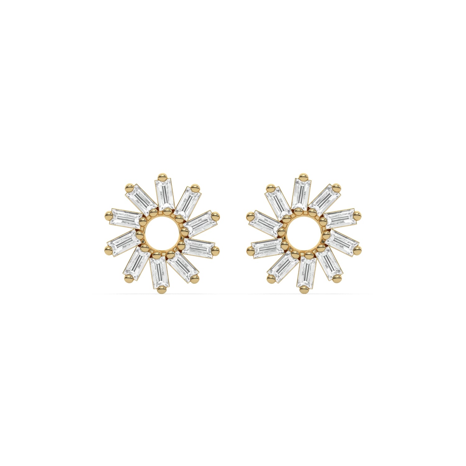 0.25 CT Lab Diamond Baguette Flower Stud Earrings