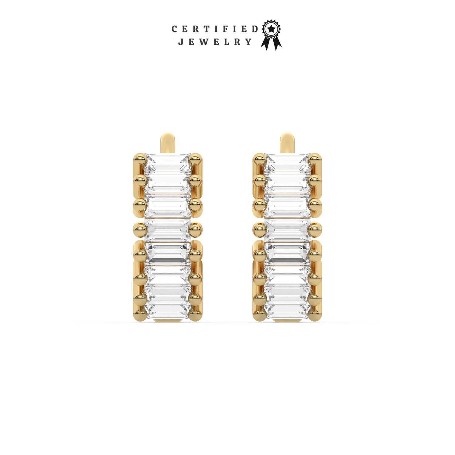 0.33 CT Lab Diamond Baguette Hoop Earrings