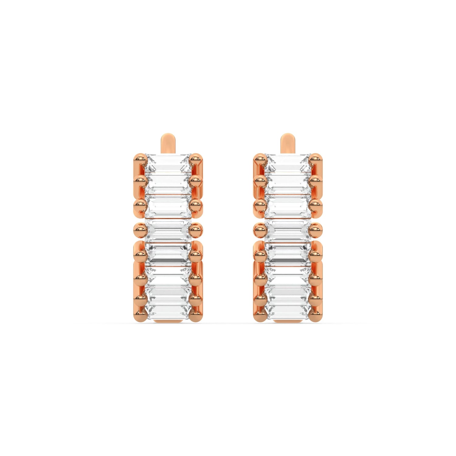 0.33 CT Lab Diamond Baguette Hoop Earrings