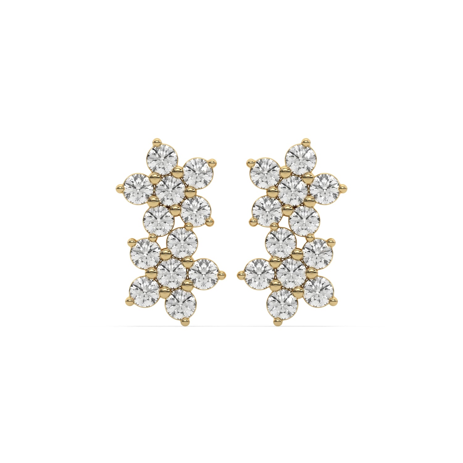 0.25 CT Lab Diamond  Round Flower Earrings