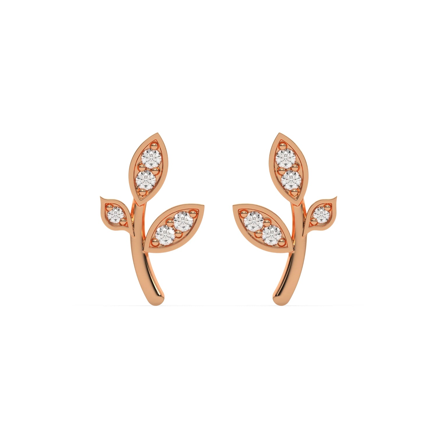 0.25 CT Natural  Diamond Leaf Stud Earrings