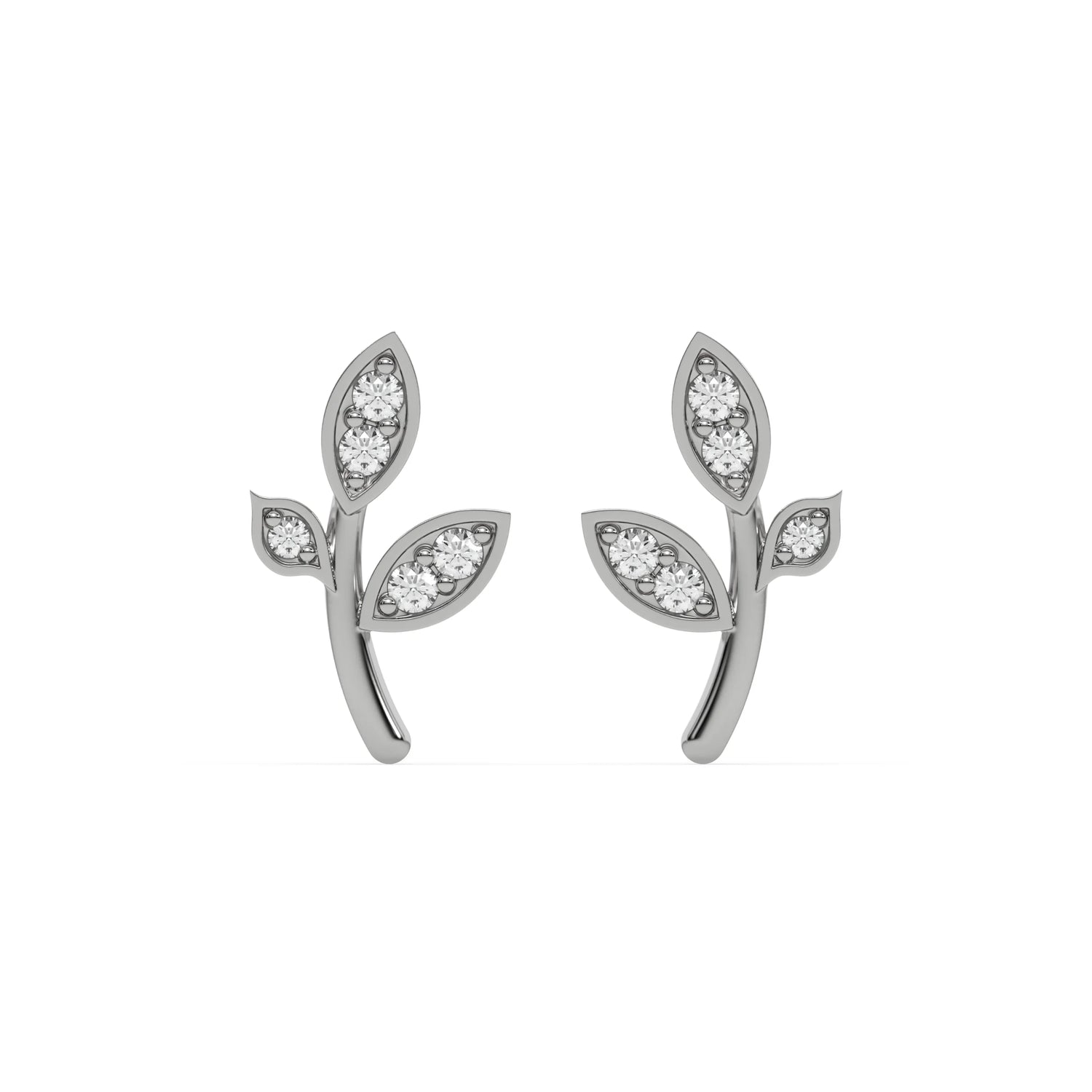 0.25 CT Natural  Diamond Leaf Stud Earrings