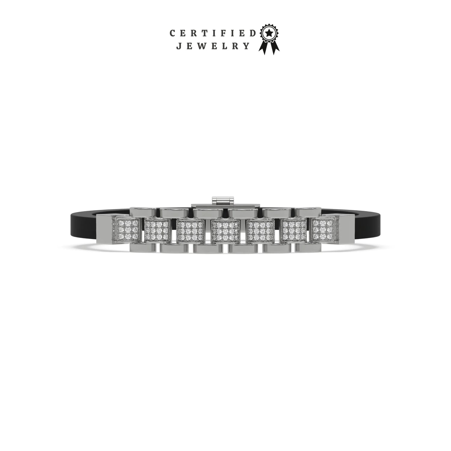 0.97 CT Natural Diamond Lex Rubber Bracelet