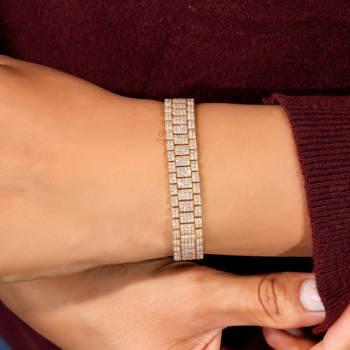 6 CT Lab Grown Diamond Pavé Link Bracelet, 10mm