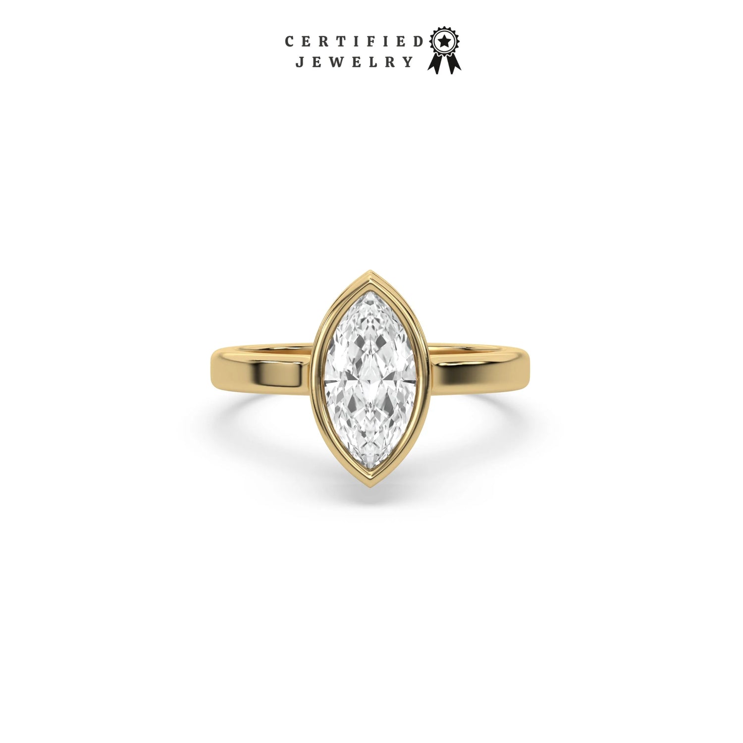 1 CT Lab Diamond Marquise Cut Hidden Halo Bezel Ring