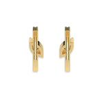 This yellow gold Bar Diamond Earrings made with small round brilliant-cut diamonds in pave setting in back view