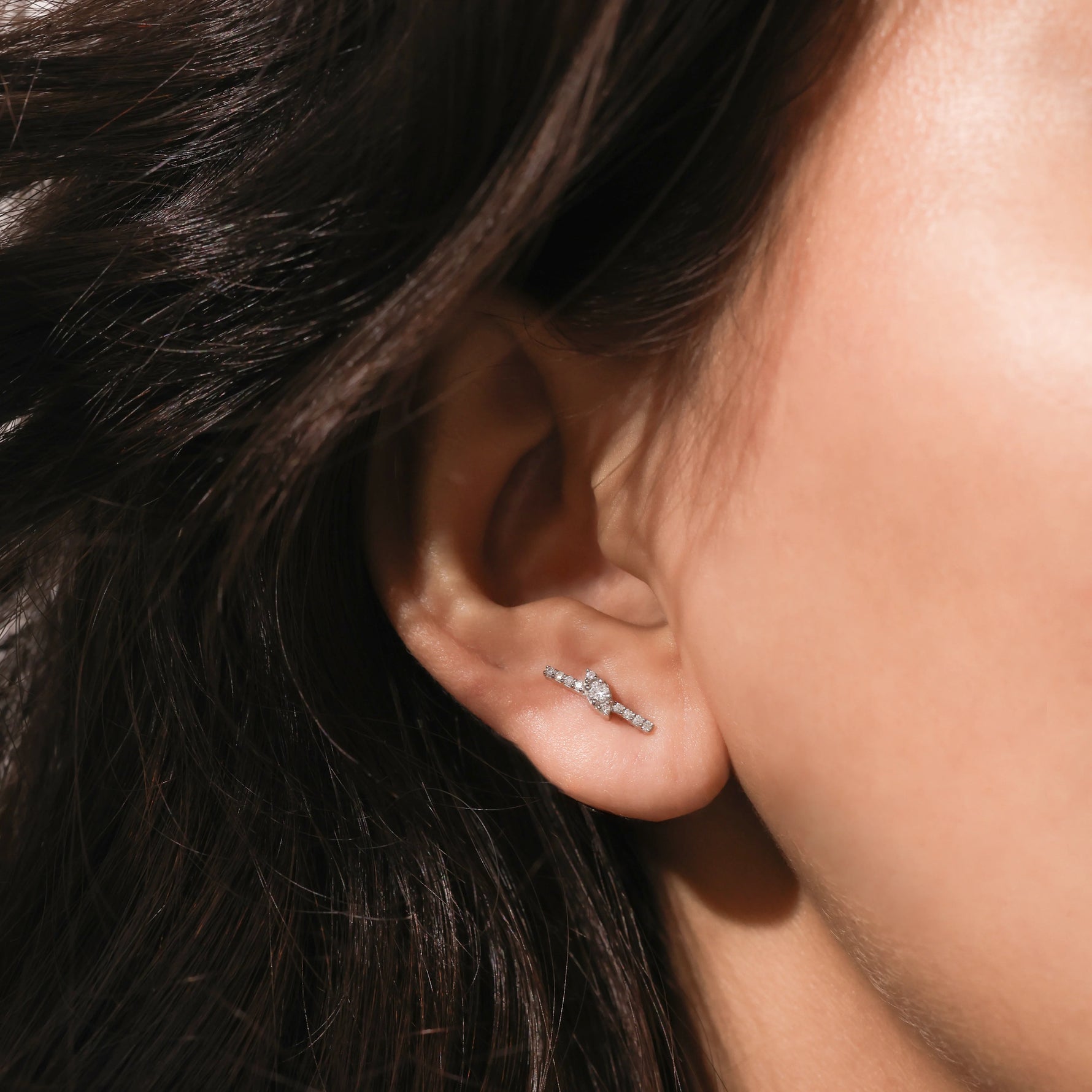 Round Diamond Gold Earring  