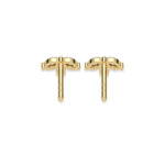 This yellow gold Marquise Crown Earrings made with three marquise diamonds and arranged to form a crown-like shape, securely set in prong setting in back view