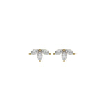18k yellow gold marquise cut diamond arranged in half flower and set in prongs.
