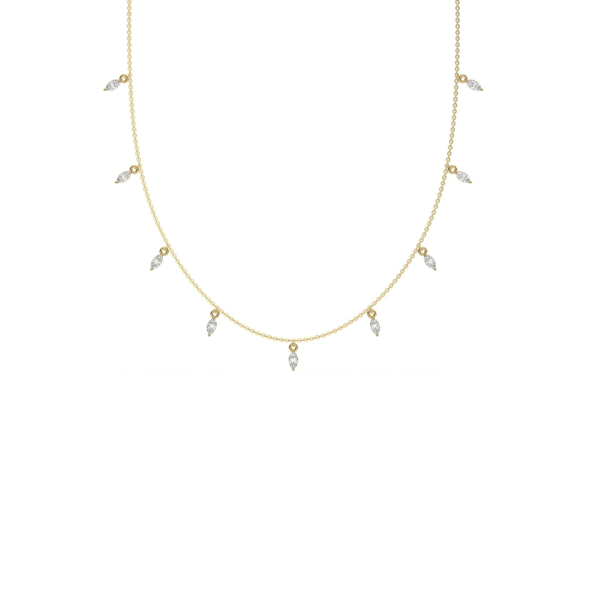 0.90 CT Lab Created Nine Dangling Marquise Diamond Necklace