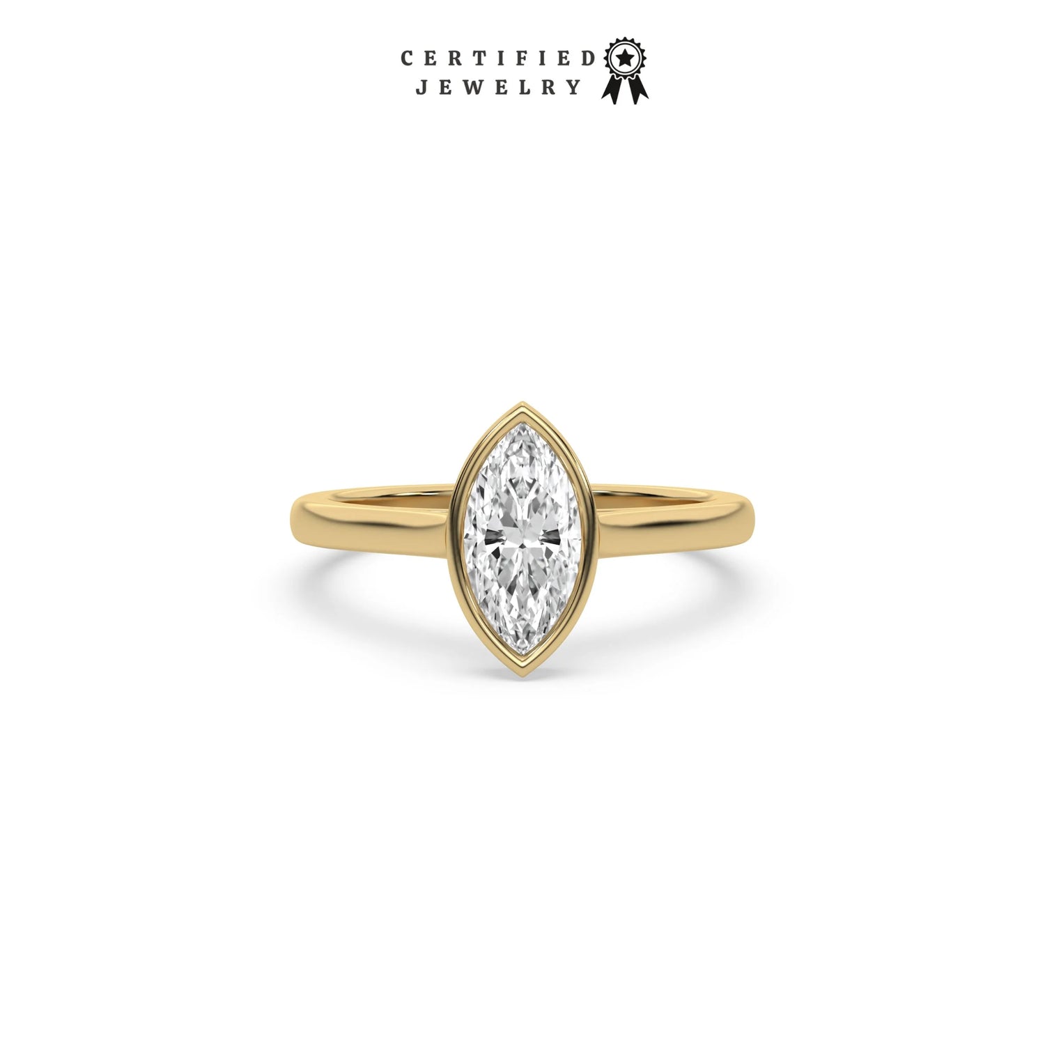 1 CT Lab Diamond Marquise Cut Bezel Set Ring