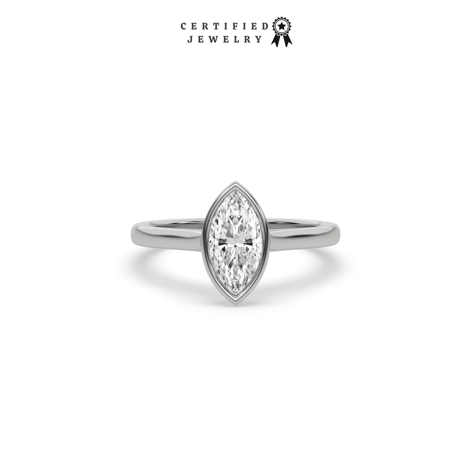 1 CT Natural Diamond Marquise Cut Bezel Engagement Ring