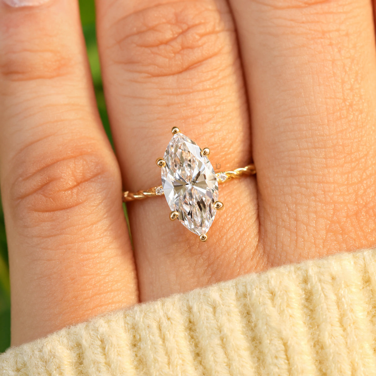 Six Prong Marquise Cut Diamond Engagement Ring