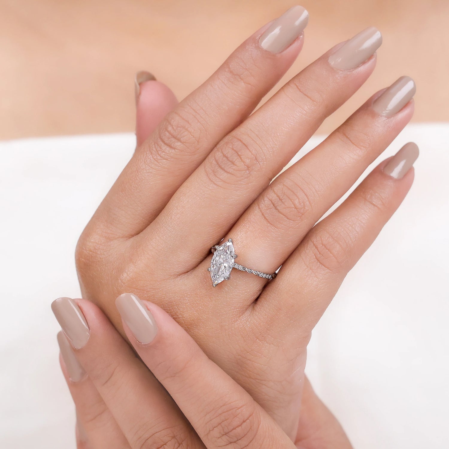 Six Prong Marquise Cut Diamond Engagement Ring