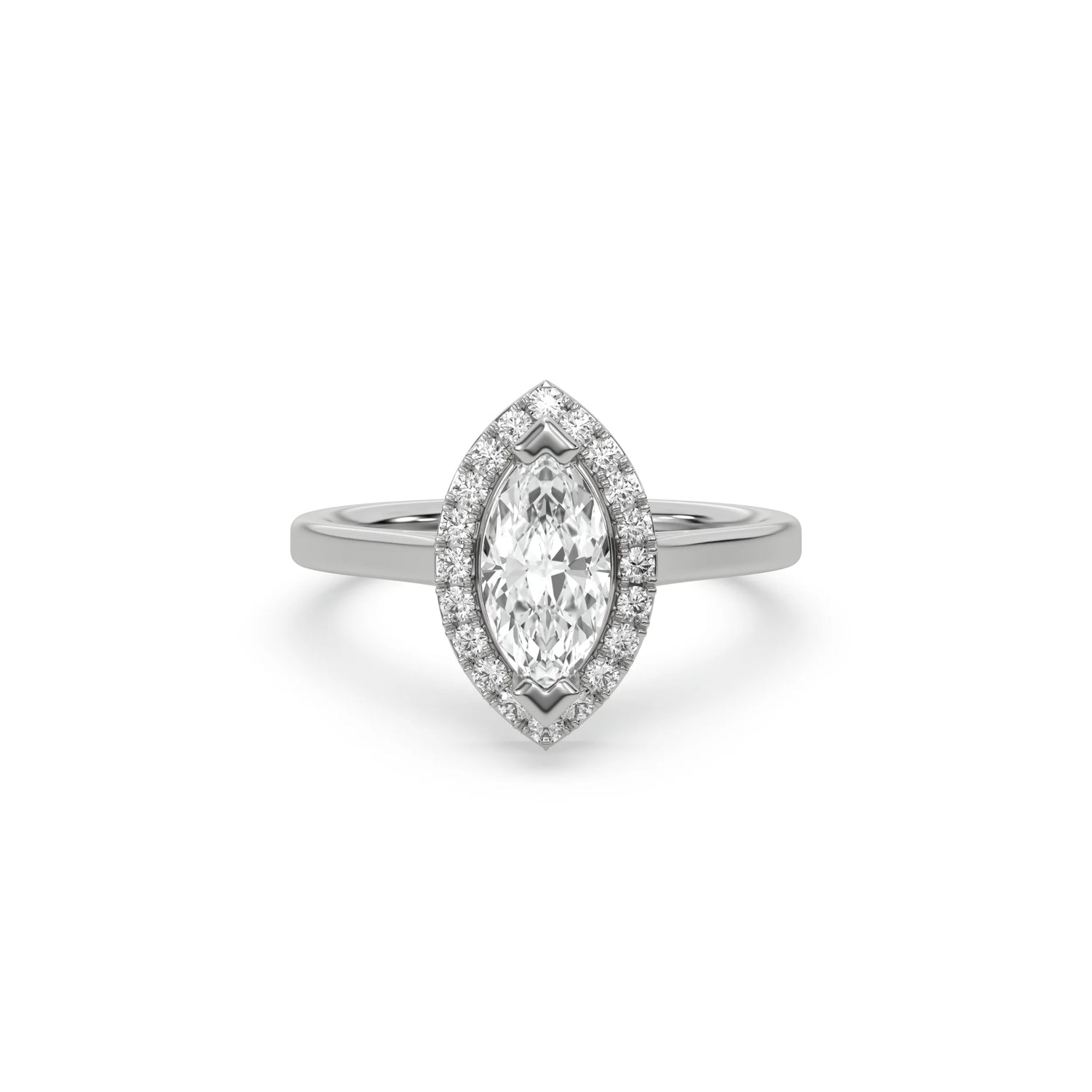 18K White Gold Marquise Cut Diamond Halo Ring