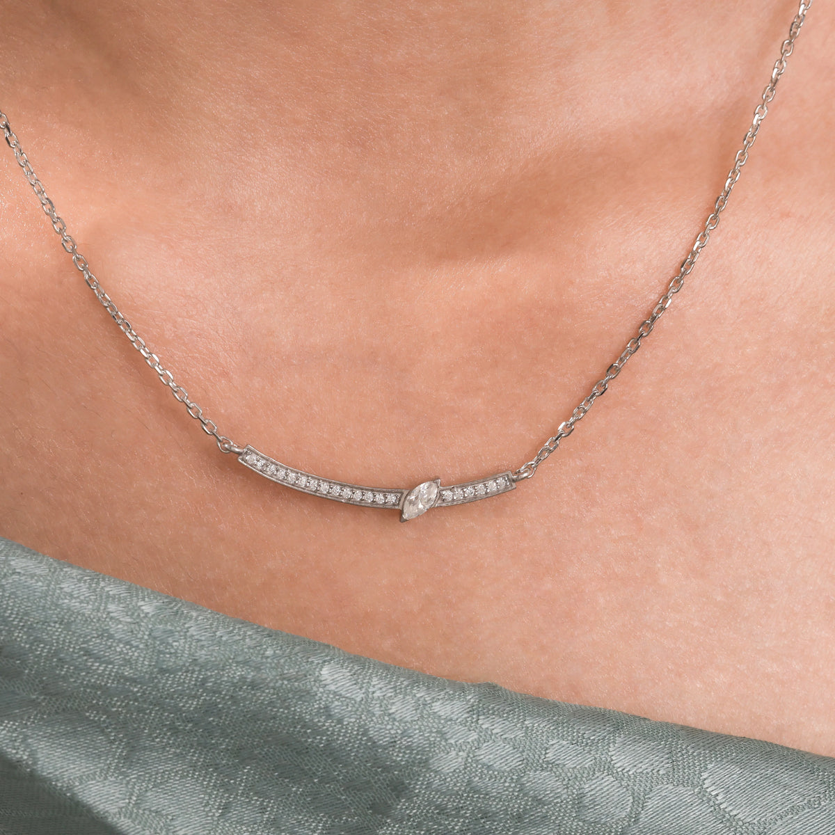 Marquise Round Diamond Necklace 