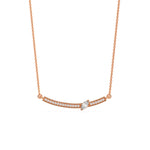 18K Rose Gold Marquise and Round Cut Diamond Curved Bar Necklace