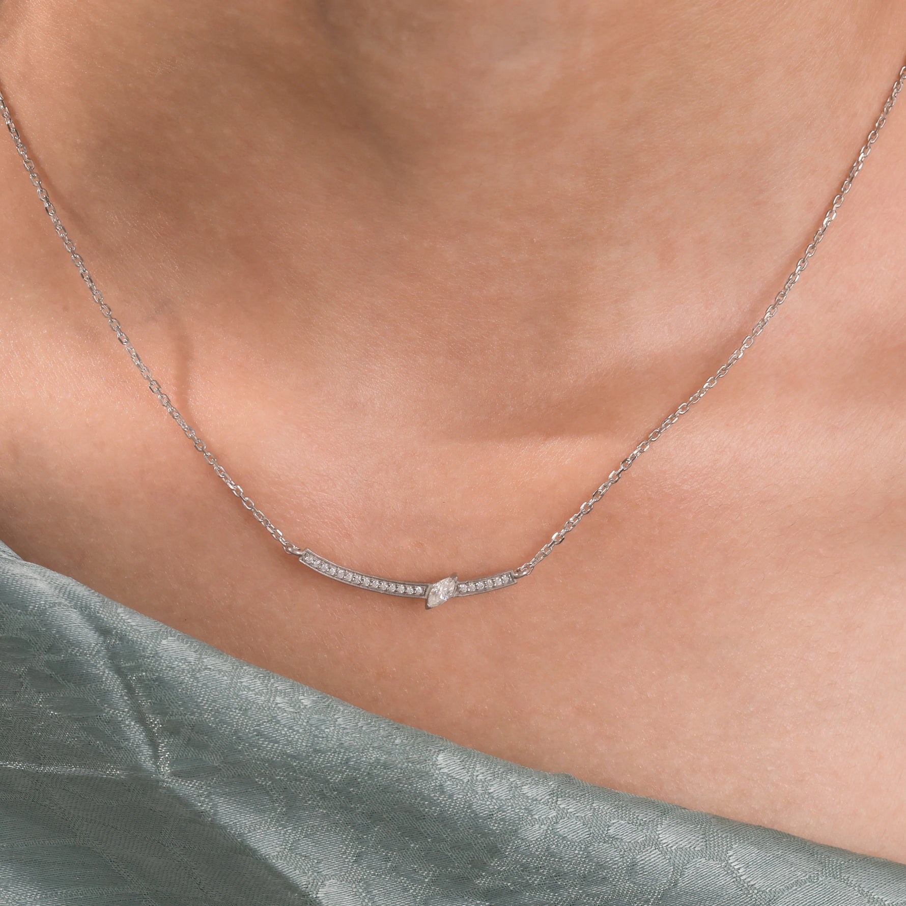 Marquise Pave Curved Necklace