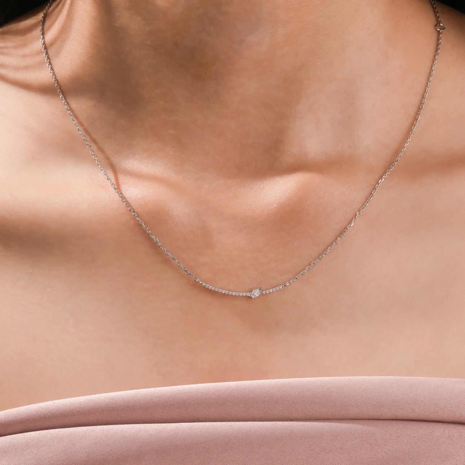 Round Diamond Marquise Necklace 