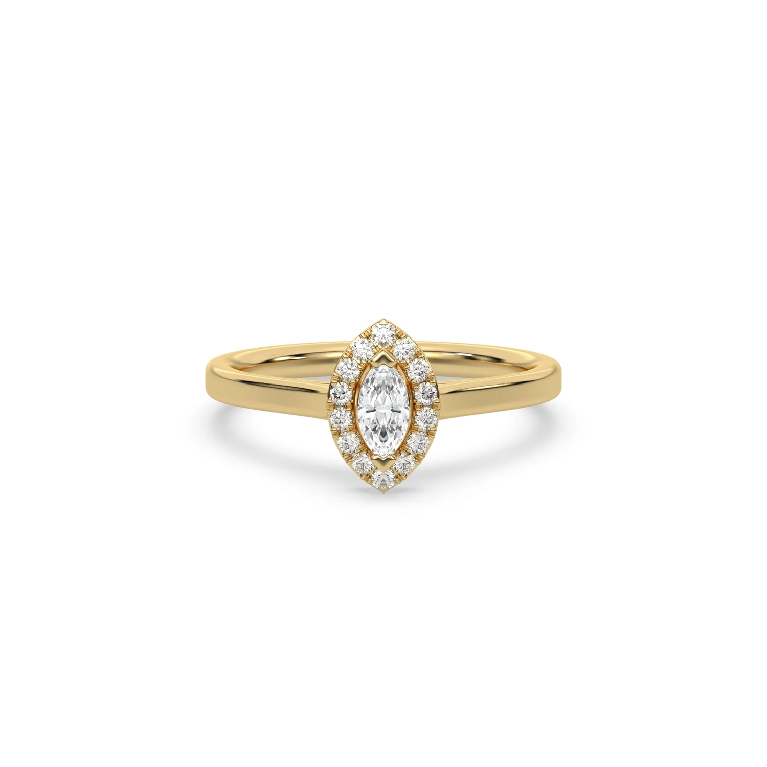 1 CT Lab Diamond Marquise Cut Solitaire Halo Ring