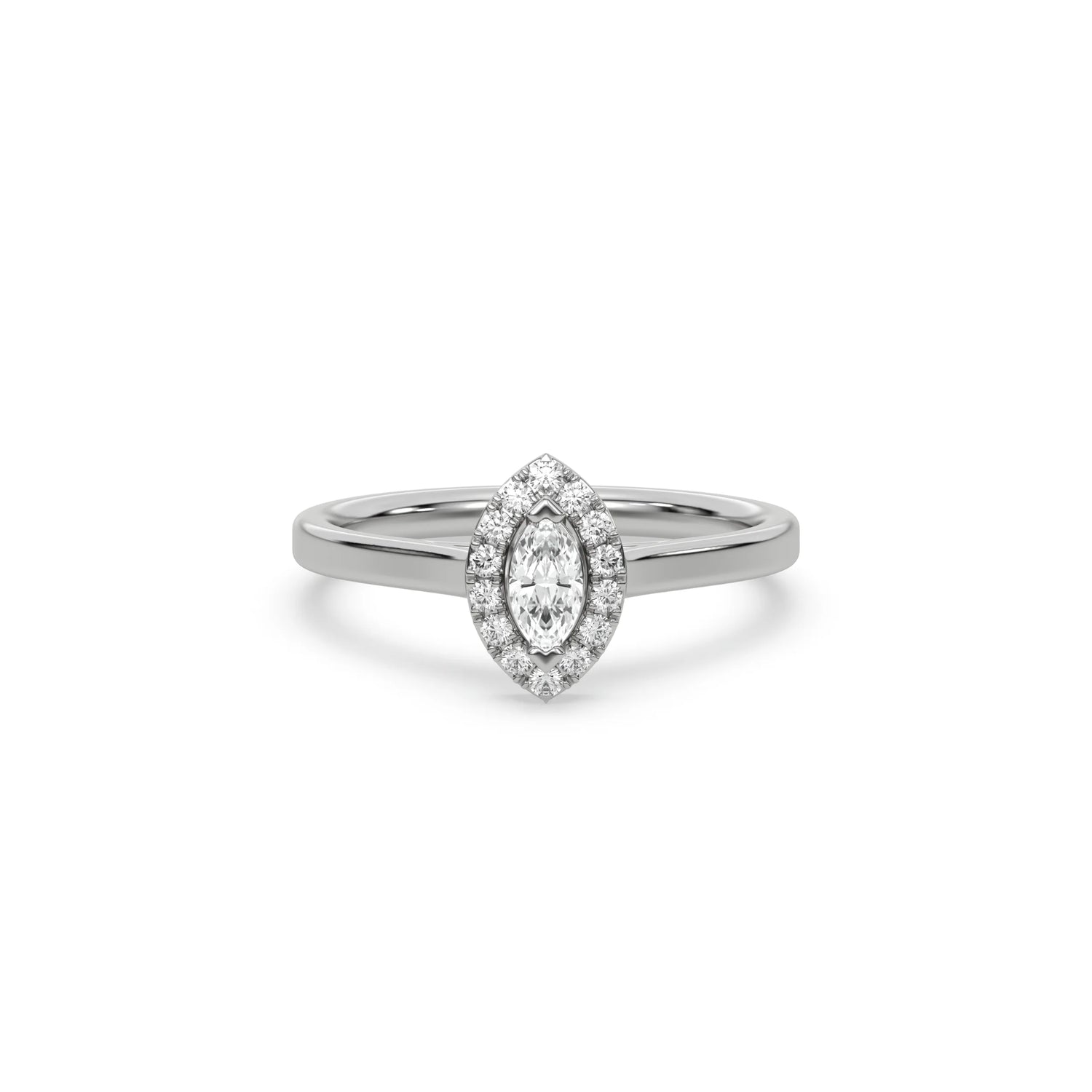 1 CT Lab Diamond Marquise Cut Solitaire Halo Ring