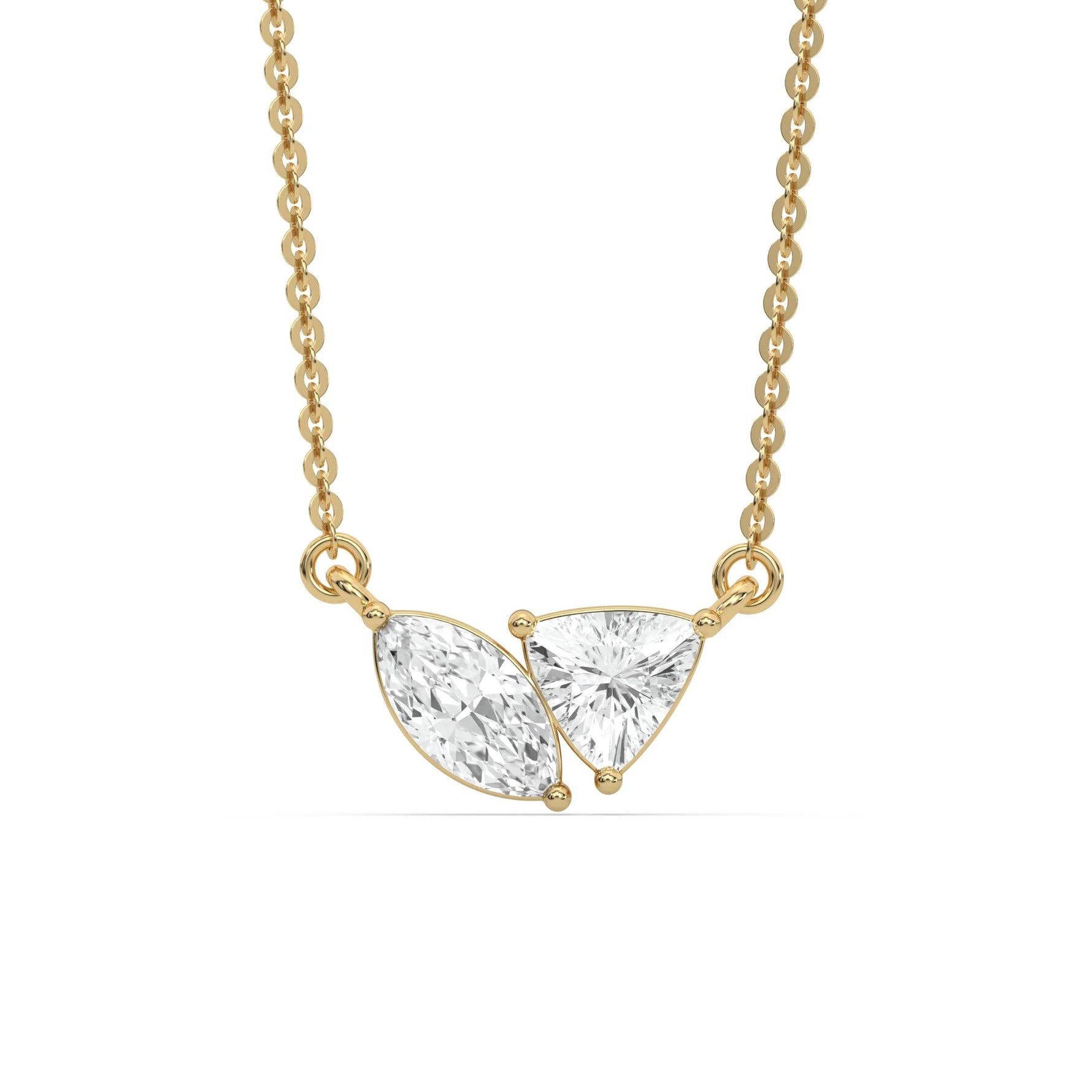18K Yellow Gold Marquise and Trillion Cut Diamond Necklace