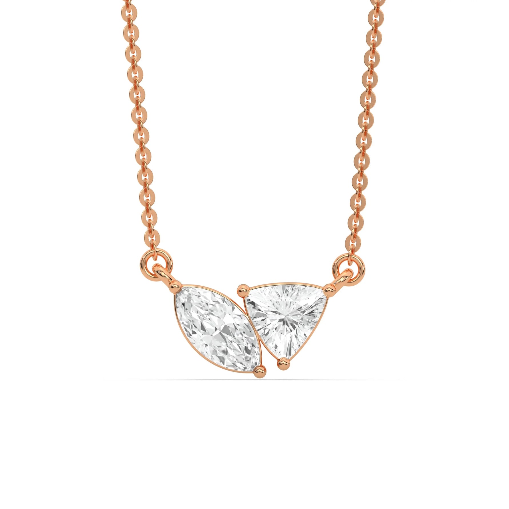 18K Rose Gold Marquise and Trillion Cut Diamond Necklace