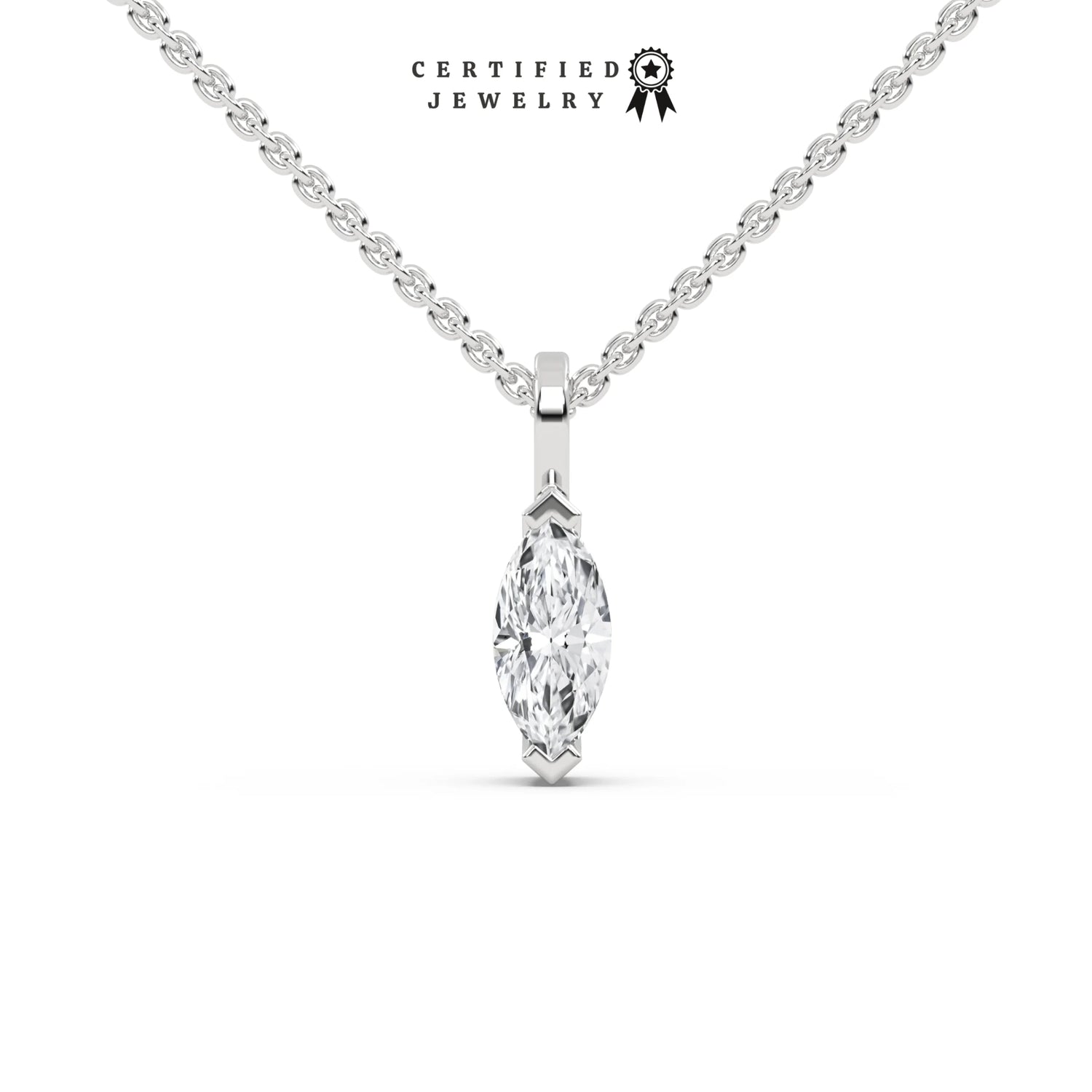 1 CT Natural Diamond Marquise Solitaire Necklace