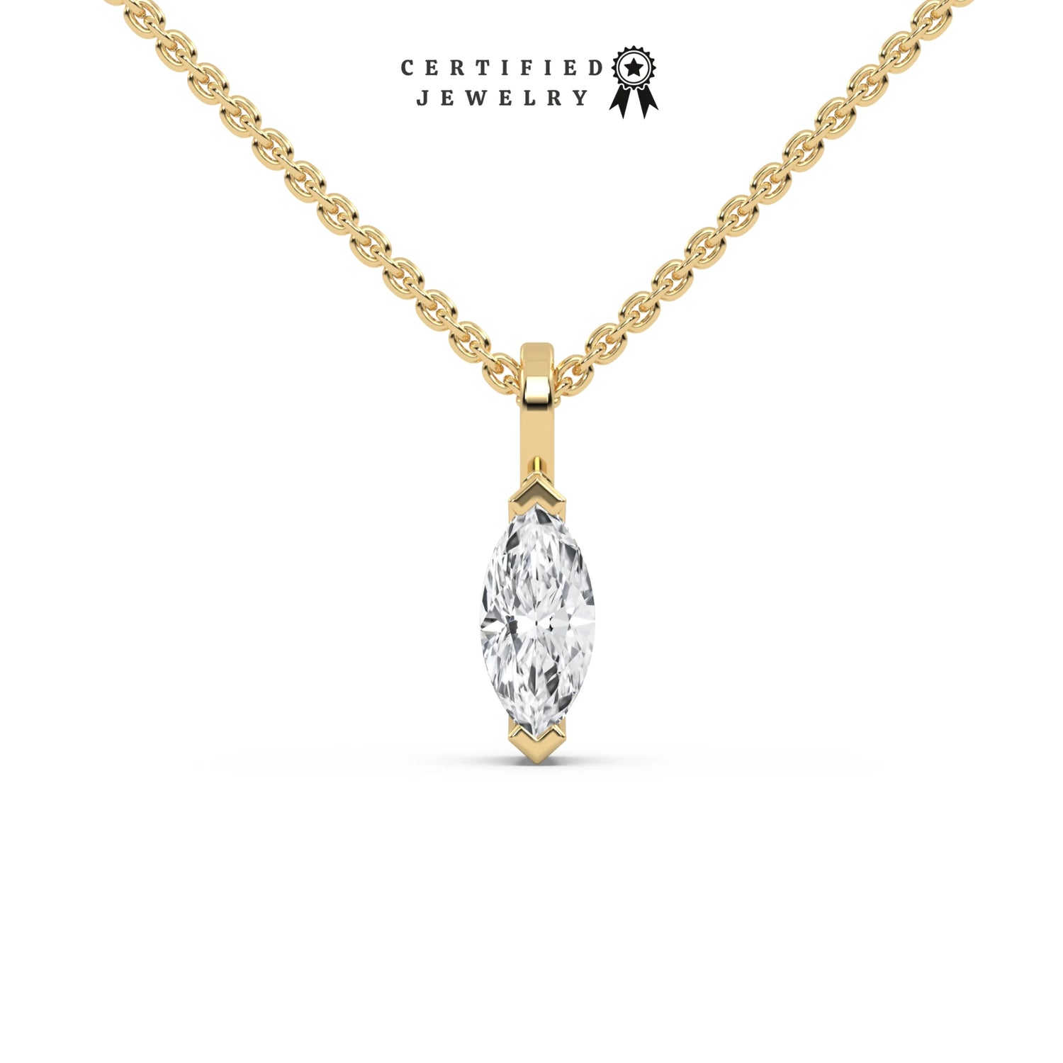 1 CT Lab Diamond Marquise Solitaire Necklace